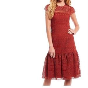 Antonio Melani Hallie Lace Midi Dress in Chestnut Size 0